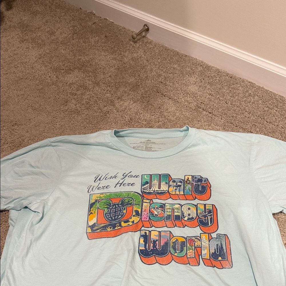 Disney Pastel Blue Walt Disney World Tee distressed look